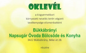Óvodánk ismét elnyerte a Zöld Óvoda címet